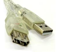 CLEAR USB 2.0 Extension Cable A to A Female Lead 24AWG Ferrite 5m