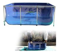 Clear View Fish Pond, 750gsm PVC Canvas Aquaculture Tank, Large Outdoor Aquarium Pool with Drainage, for Koi Breeding & Garden Decoration (140x140x35cm)