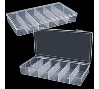 BAGTeck clear visible plastic storage box cosmetic tools storage box makeup tools fishing tackle accessory box organizer jewelry screws hardware accessories organizer box (2Pack)