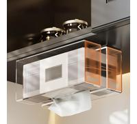 Clear Wall Mountable Tissue Storage Box with Secure Side Walls for Holding Paper Towels and Cloth Wipes