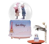 Clear Water Musical Snow Globe - Luminous Decoration with Cartoon Couple Statue | Lovely Music Box Ball, Romantic Valentine's Day Gift for Couples