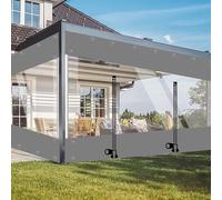 Clear Waterproof Tarp Curtain with Zip Door - Heavy-Duty 0.5mm PVC Rain Barrier for Pergola Patio Porch Gazebo - Outdoor Weather Protection with Grommets