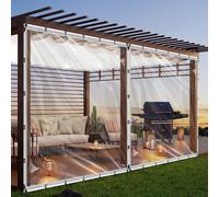 Clear Waterproof Tarp with Grommets, 8x10ft Upgraded Edge Heat Fused Tear Resistant Clear Heavy Duty Tarps for Patio Fencing, Rain, Wind, Cold, Chicken Coops,and More!（Windproof Rope and Tie-Downs）