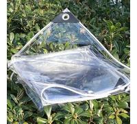 Clear Waterproof Tarp with Grommets - PVC Transparent Tarpaulin for Outdoor Porches, Patio Roofs, Greenhouses, and Chicken Coop Covers