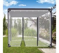 Clear Waterproof Tarp with Zip Door,0.35mm Pvc Plastic Tarpaulin,1m,1.2m,1.5m,1.6m,1.8m,2m,2.5m,3m Tarp to Cover Sun and Rain,Gazebo Porch Deck Waterproof Tarp Side Panels,WxH-2.6x2.2m/8.5x7.2ft