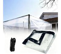 Clear Waterproof Tarpaulin, Uv-Resistant Waterproof Transparent Tarpaulin With Grommets, For Porch, Henhouse, Plant Greenhouse, And Camping(6X12 Ft)