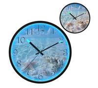 Clear Waters and Exotic Beaches Night Light Wall Clock LED Wall Clocks Silent Battery-Operated Glow in The Dark Large Digital Display for Bedroom Living Room Kitchen, 12 Inch