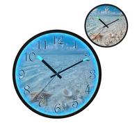 Clear Waters Exotic Beaches Night Light Wall Clock LED Wall Clocks Silent Battery-Operated Glow in The Dark Large Digital Display for Bedroom Living Room Kitchen, 12 Inch