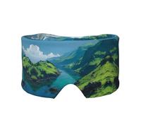 Clear Waters Print Sleep Eye Mask with Earmuffs - Block Out Light Contoured Night Blindfold Eye Sleeping Mask with Ear Cover for Men Women Side Sleeper Night Gift