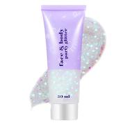 Clear White Face Glitter Gel 50ML,Body Glitter Gel, Body Mermaid Sequins Shimmer Liquid Eyeshadow,Chunky Liquid Holographicr Face Gel, Silver Glitters for Eye,Hair,Nail DIY Art