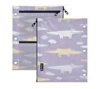 Clear Window 3 hole pencil pouching for binder Ghothic Crocodiles Pastel