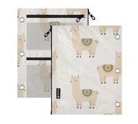 Clear Window 3 hole punched folders Cute Llama Or Alpaca White Pattern