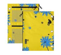 Clear Window 3 hole punched folders Lazy Paradise Apes Yellow and Blue