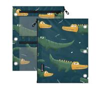 Clear Window 3 Ringing binder pencil pouching Funny Anime Crocodiles Green