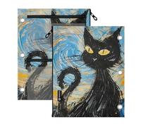 Clear Window 3 Ringing binder pocket The Starry Sky and The Black Cat
