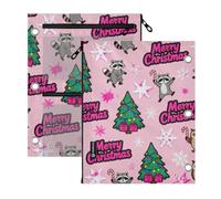 Clear Window 3 Ringing pencil pouching for binder Pink Merry Christmas
