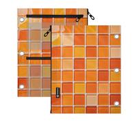 Clear Window 3 Ringing zipper binder Lovely Orange Glass Block Graphic