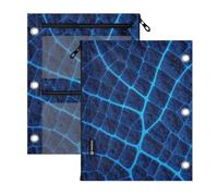 Clear Window 3 Ringing Zipper pouching Blue Crocodiles Skin Texture
