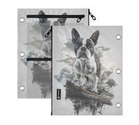 Clear Window Binder Pouches 3 Ringing Boston Terrier Dog Cute Ship 3D