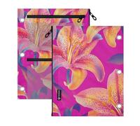 Clear Window binder pouches 3 Ringing with zipper Vibrant Orange Tigers