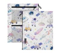 Clear Window Binder pouching 3 Ringing Cartoon Purple Spacemen Satellite
