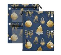 Clear Window binders 3 Ringing Merry Christmas Bow and Tree Gold and Dark
