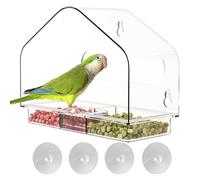 Clear Window Bird - Durable Acrylic View Box, Transparent House | Medium Tray with Strong Suction Cups, No Punching Installation for Outdoor Bird Watching Squirrel Proof Backyard