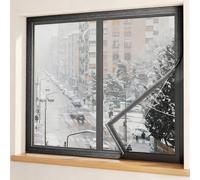 Clear Window Insulation Kit for Winter, Customizable Thermal Insulation Film 150 160 170 400 1000 cm, Reusable Window Plastic Cover Wrap for Winterizing, Oxford Cloth Frame(Black,140x1500cm)