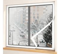Clear Window Insulation Kit for Winter, Customizable Thermal Insulation Film 150 160 170 400 1000 cm, Reusable Window Plastic Cover Wrap for Winterizing, Oxford Cloth Frame(White,130x280cm)