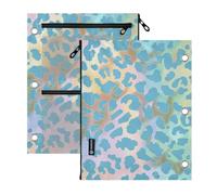 Clear Window pencil pouching 3 Ringing Mystery Blue Golden Cheetah Print