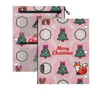 Clear Window pencil pouching 3 Ringing Pink Merry Christmas Tree and Fox