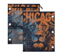 Clear Window pencil pouching for 3 Ringing binder Chicago Orange Lion