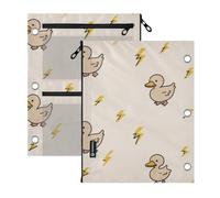Clear Window three Ringing binder Cute Animal Mallard Lightening Beige | large pencil case big capacity for Storing School Office Supplies 2 PCS