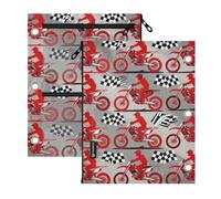 Clear Window three Ringing binder Dirt Bike Motocross Racing Red Grey | pencil pouching for kids in Assorted Colors for Storing School Office Supplies 2 PCS
