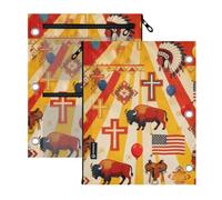 Clear Window Zipper Pencil Pouches 3 Ringing Binder American Indians