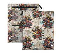 Clear Window zipper pouching for 3 Ringing binder Graffiti Japanese Samurai