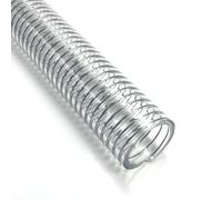 Clear Wire Reinforced Suction Hose 2” ID × 2-5/16” OD - 25ft Heavy Duty Flexible PVC Spiral Steel Wire Pipe High Pressure Vacuum Vinyl Tubing for Drawing Water Oil Powder (25 ft, 2" ID)