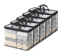 Clear Zippered Storage Bags for Clothes - 5Pcs 22L Storage Bag Organizer with Handle Foldable Wardrobe Organizer Moving Bags for Blankets Sweaters Bedding Quilts Pillows Clothing & Toys, Black