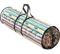 Clear Zippered Wrapping Paper Storage - 40-Inch Round Storage for Up to 25 Standard Rolls, Heavy-Duty Transparent Design with Dual Handles（Black）