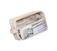 Clear Zippered Writing Organizers with Dedicated Slots High Capacity PU Pencil Bag for Students Workers Gift Transparent School Supplies Organizers