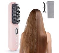 【Clearance at Rock-Bottom Prices】 Nsyee Cordless Hair Straightener Brush - Gobrush Pro, 9000mAh Hot Brush Hair Straighteners, 11 Temp Settings (120~220℃), Fast Heating, Travel Lock, USB Rechargeable