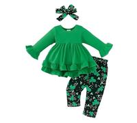 Clearance Baby Girl Boy St. Patrick's Day Clothes Set 3Pcs Lucky Clover Printed Pants Set Toddler My 1st St. Patrick's Day Outfits Long Sleeve Ruffle Sweatshirt Tops Striped Pans Headband Set