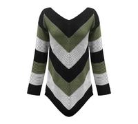 Clearance Bargains Lightening Deals Winter Sweatshirt for Women Women's 2024 Autumn/Winter New Loose Contrast Knitted Top Sweater Christmas Jumpers for Today Deals of The Day Clearance (Green, L)
