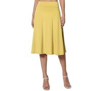 Clearance Bargains Sale Maxi Skirts for Women UK Summer Women's Simple Comfort Basic Stretch A Line Flared Knee Length Skirt Summer Skirts Elastic Office Wear Women Orange