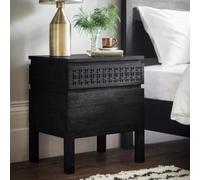 Clearance - Boho Boutique Black Wood 2 Drawer Bedside Cabinet - A248
