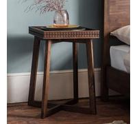 Clearance - Boho Retreat Chocolate Wood Bedside Table - A189