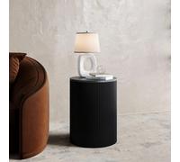 Clearance - Carra Side Table - Round - Black Marble Top - Fluted Drum Base
