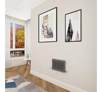 Clearance Cast Iron 2-Column Radiator Anthracite 300 x 425 mm | UK Compatible | CE BS EN442 | Includes Brackets