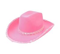 Clearance Cowboy Hat for Men Women Cowboy Felt Hat Lightweight Travel Cap Western Hat Wide Brim Durable Cowgirl Adjustable Outdoor Hat Large Sun Hat UK Pink
