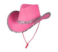 Clearance Cowboy Hat for Men Women Cowboy Felt Hat Lightweight Travel Cap Western Hat Wide Brim Durable Cowgirl Adjustable Outdoor Hat Large Sun Hat UK Hot Pink